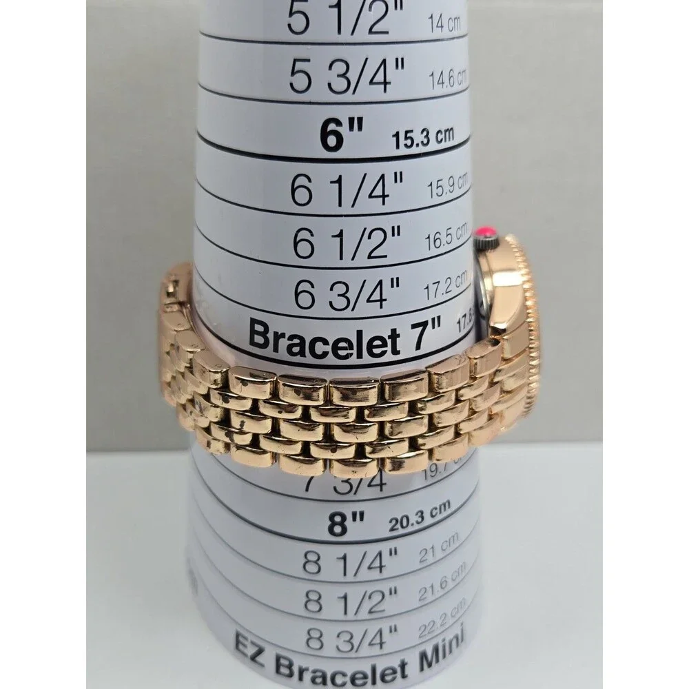 Womens Luv Betsey Johnson Pink Glitter Confetti Rose Gold 36mm Watch New Battery